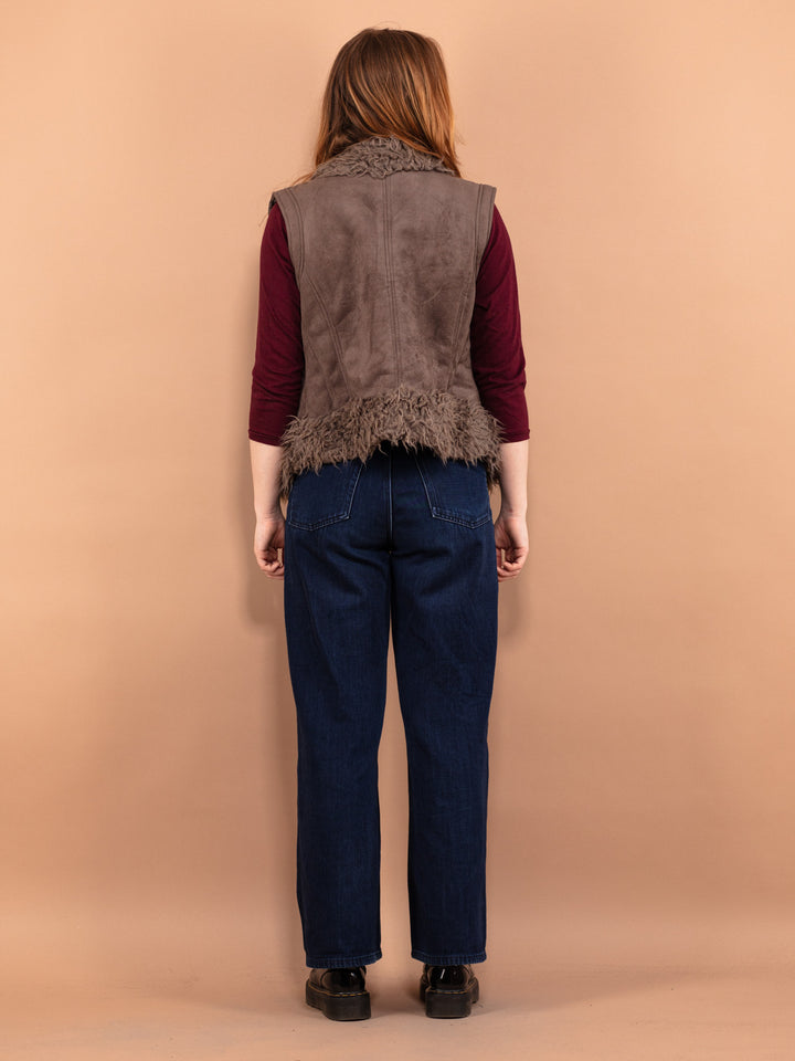 Vintage 00's Women Faux Shearling Vest in Brown - NorthernGrip