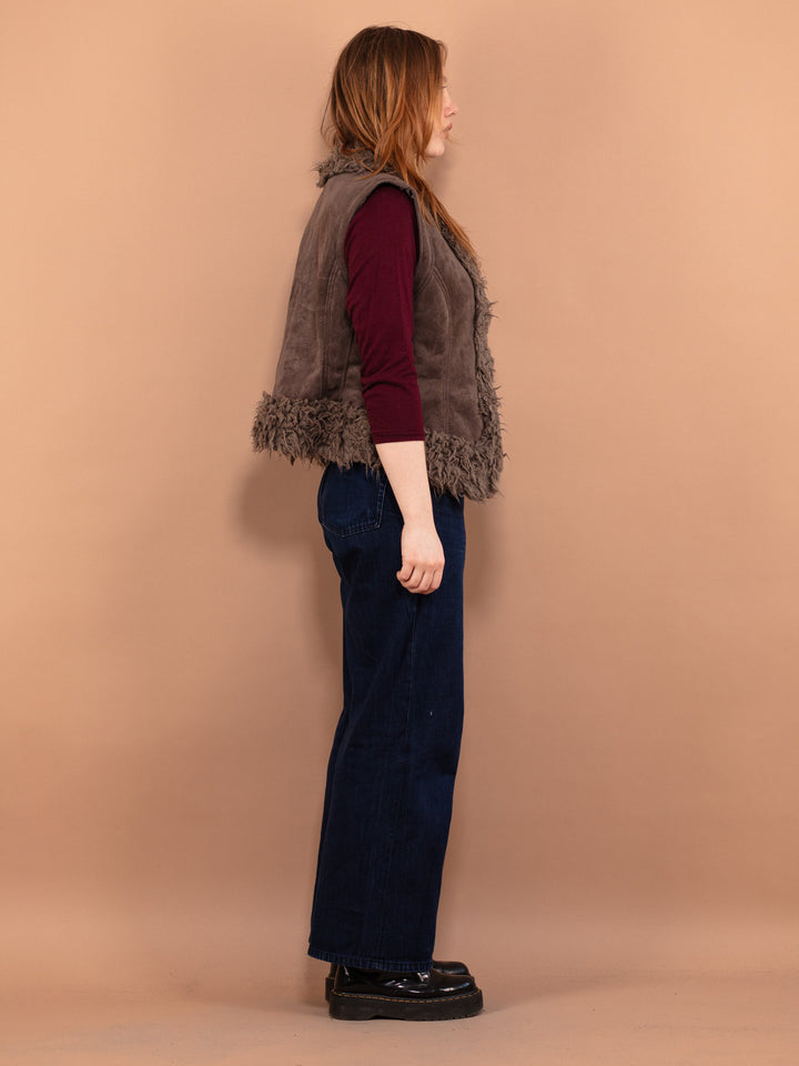 Vintage 00's Women Faux Shearling Vest in Brown - NorthernGrip