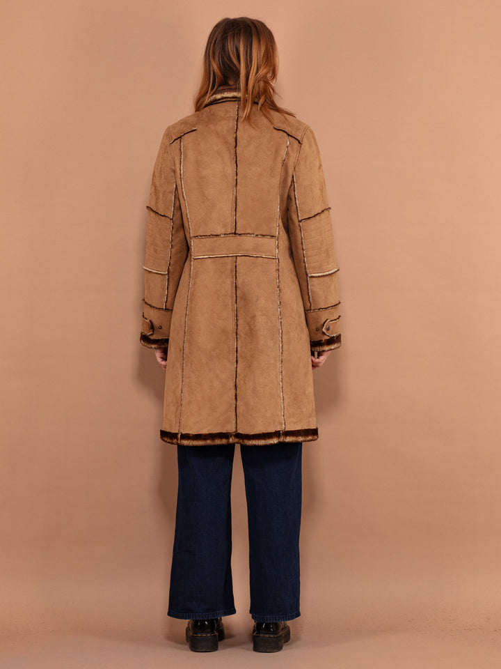 Vintage 00's Women Faux Sheepskin Coat in Beige - NorthernGrip
