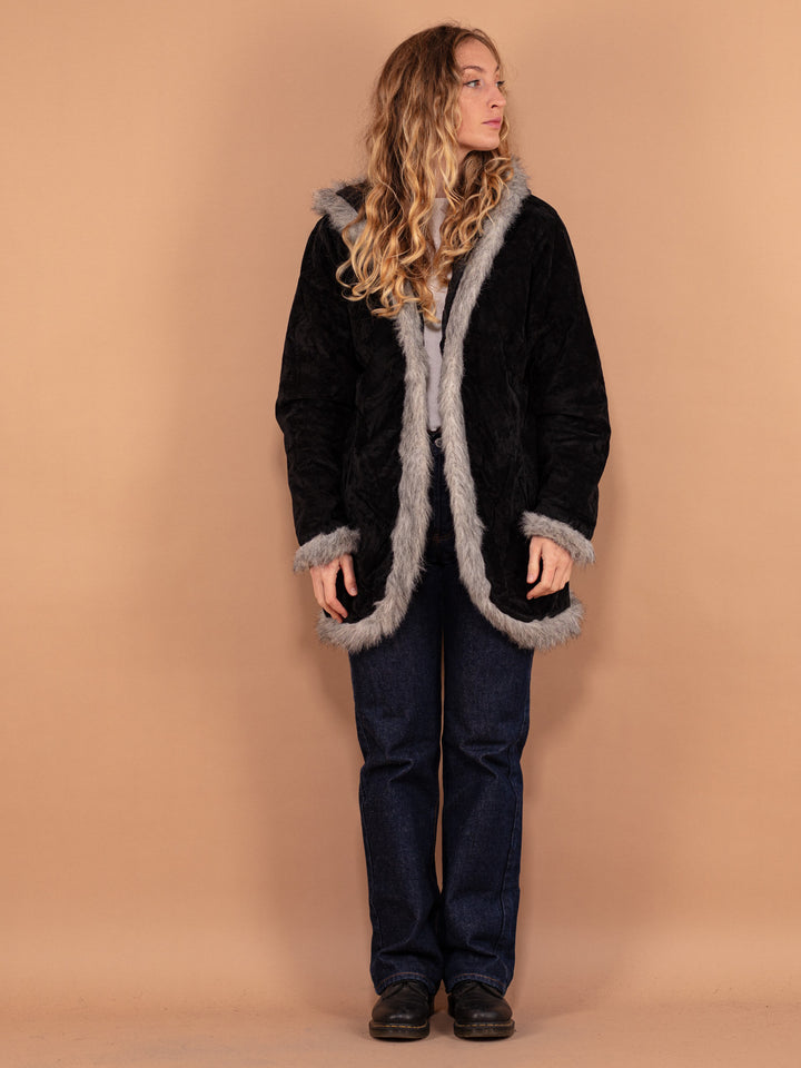 Vintage 00's Women Faux Penny Lane Coat in Black - NorthernGrip