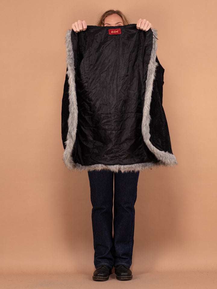 Vintage 00's Women Faux Penny Lane Coat in Black - NorthernGrip