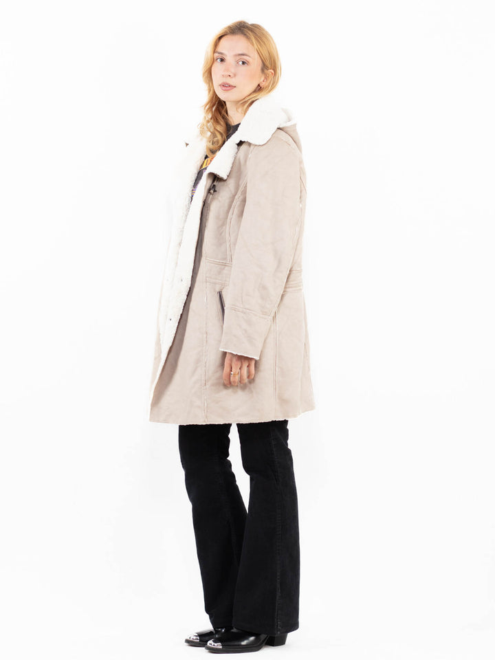 Vintage 00's Women Faux Sheepskin in BeigeA0194