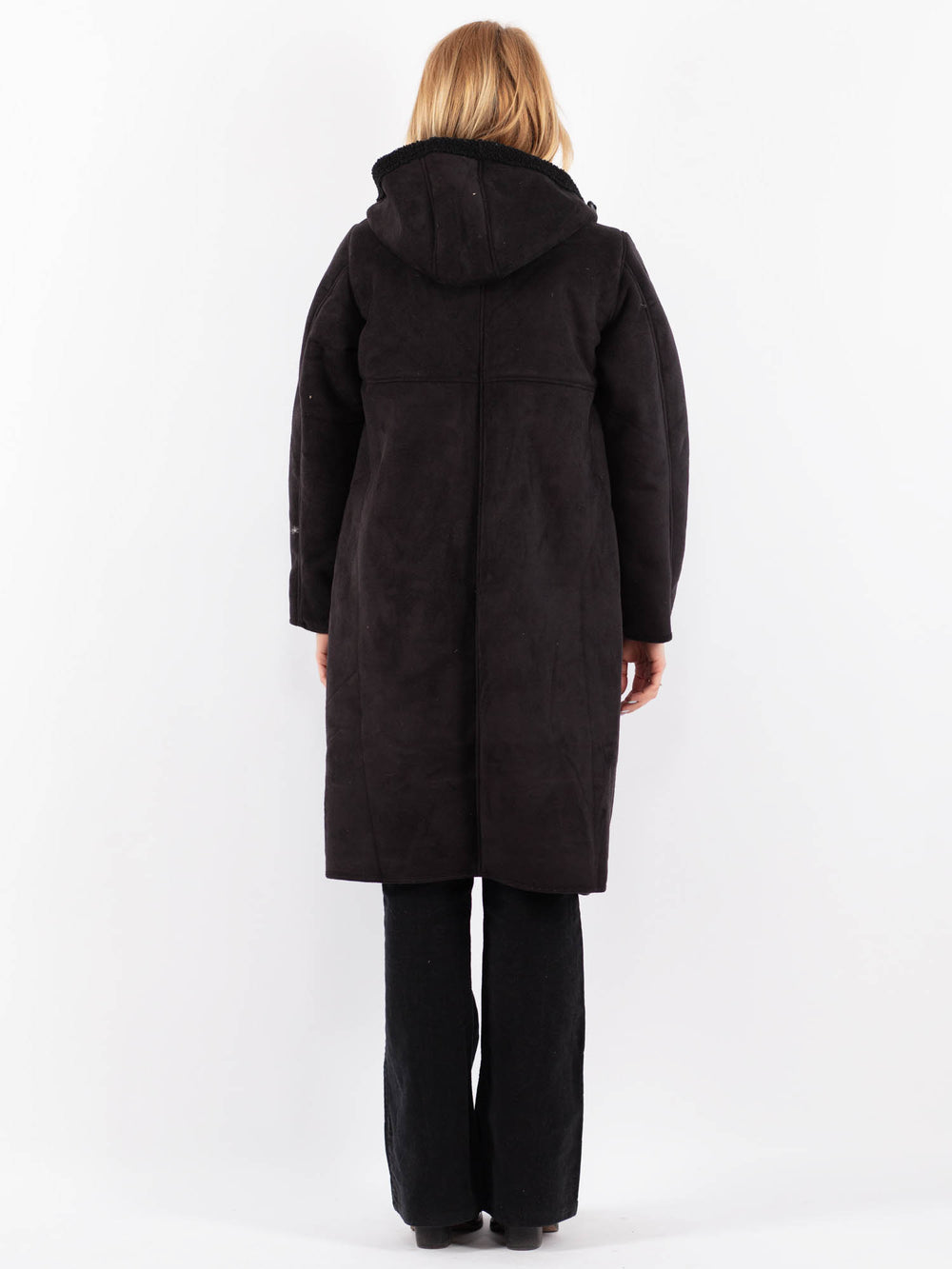 Vintage 00's Women Faux Sheepskin Coat in BlackV9704