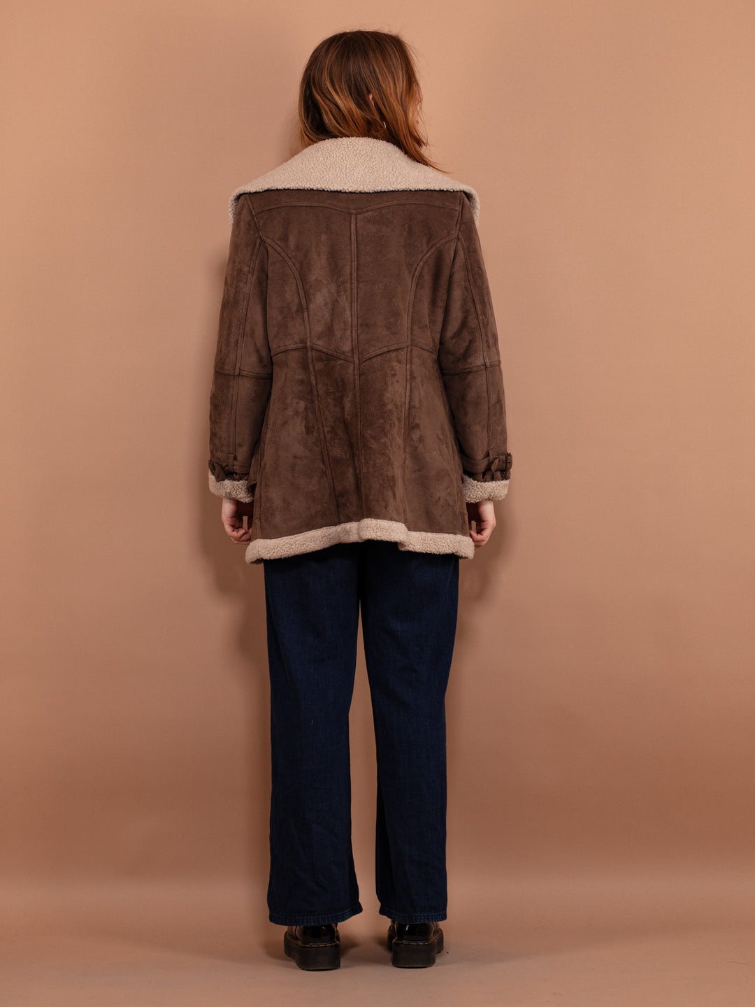 Vintage 00's Women Faux Sheepskin Jacket in Brown - NorthernGrip