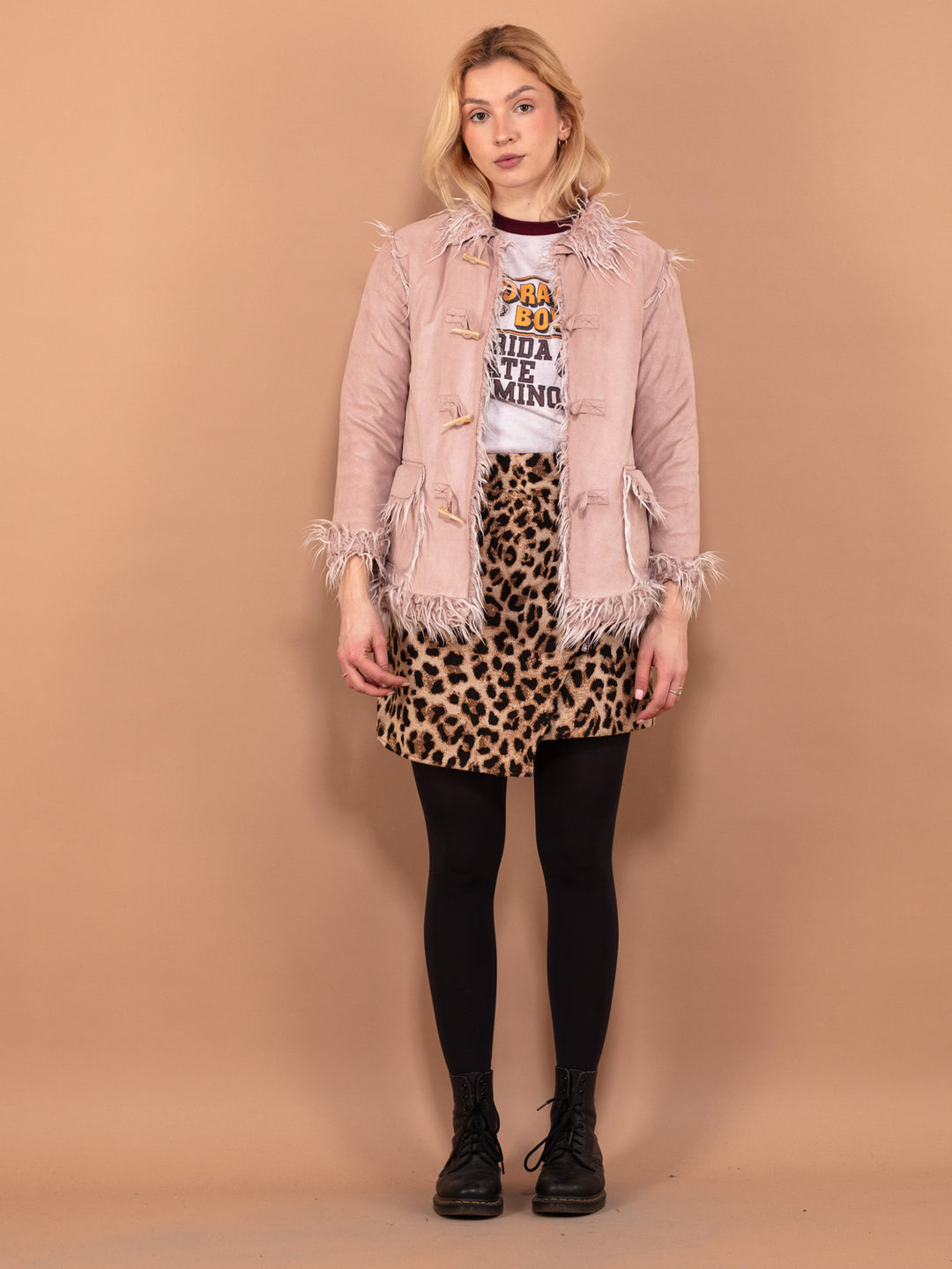 Vintage 00's Women Faux Sheepskin Jacket in Pink - NorthernGrip
