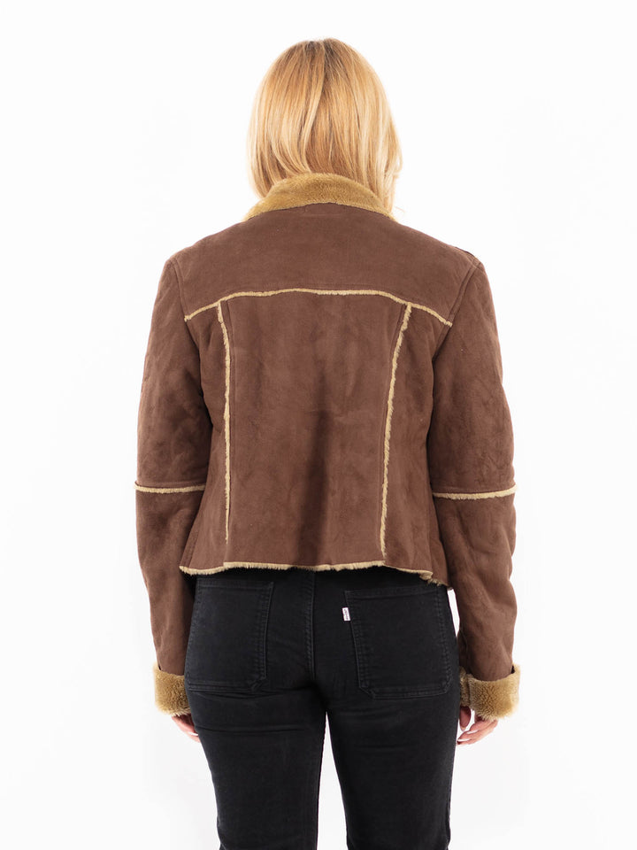 Vintage 00's Women Faux Sheepskin Jacket in BrownA0210