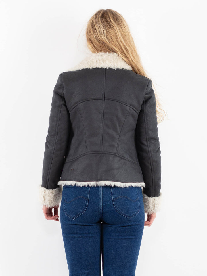 Vintage 00's Women Faux Sheepskin Jacket in GrayV9933