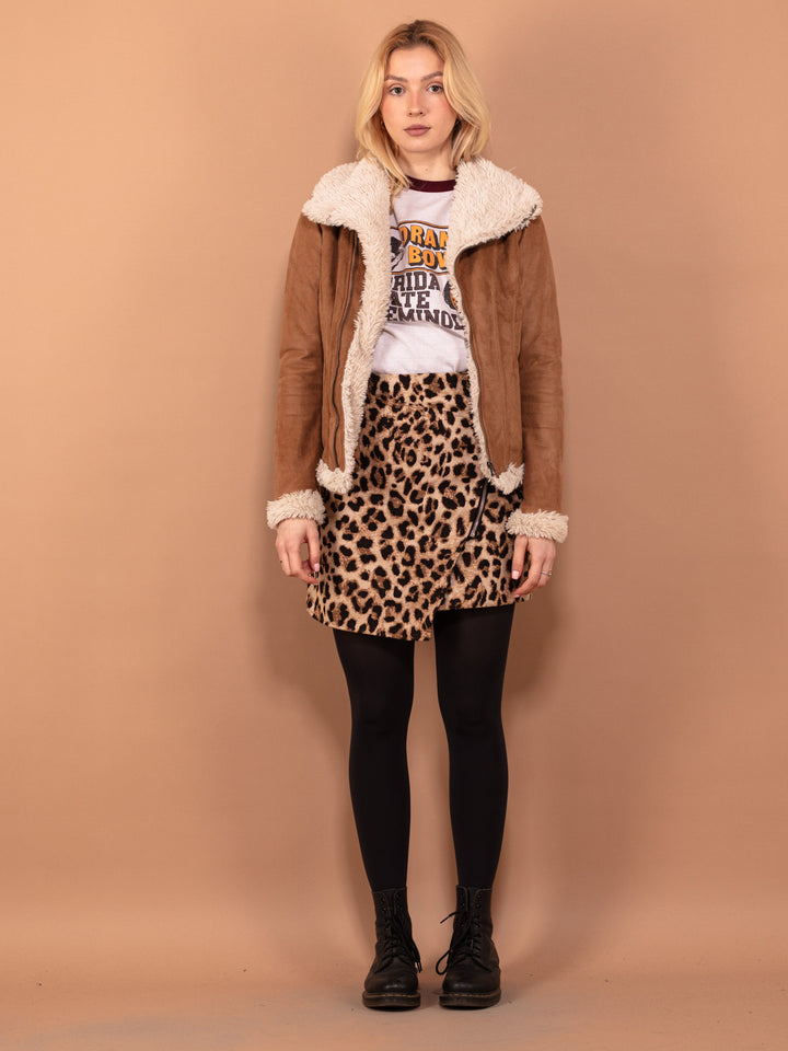 Vintage 00's Women Faux Sheepskin Jacket in Beige - NorthernGrip