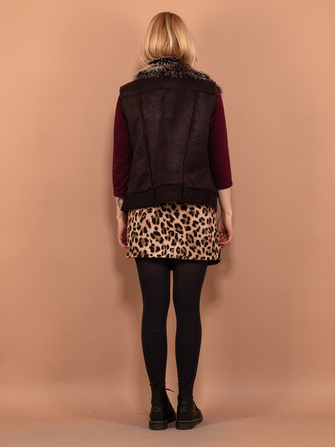 Vintage 00's Women Faux Sheepskin Vest in Brown - NorthernGrip