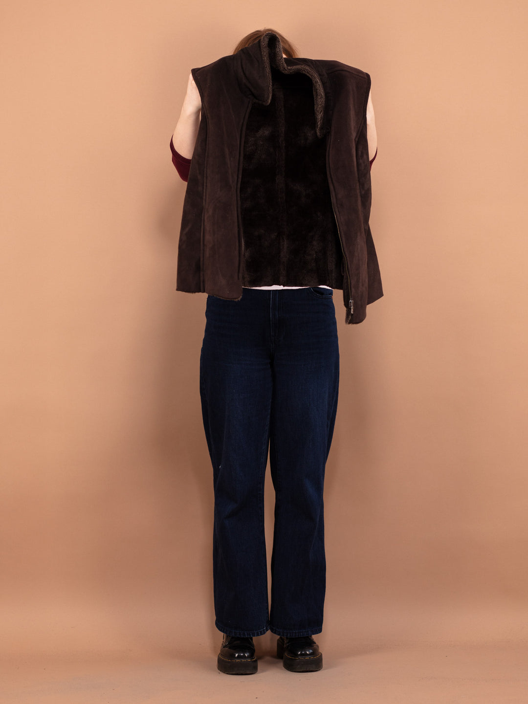 Vintage 00's Women Faux Sheepskin Vest in Brown - NorthernGrip