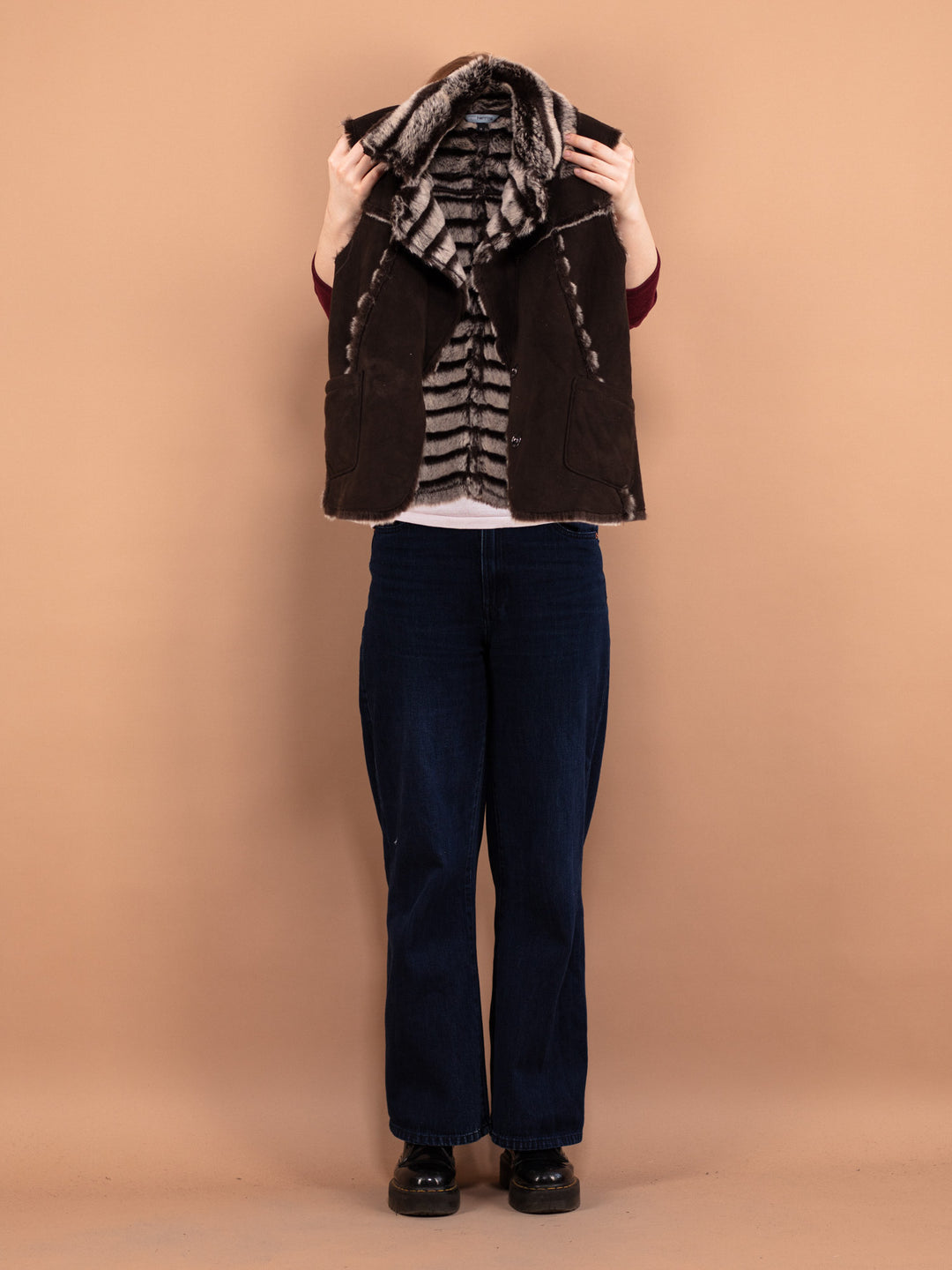 Vintage 00's Women Faux Sheepskin Vest in Brown - NorthernGrip