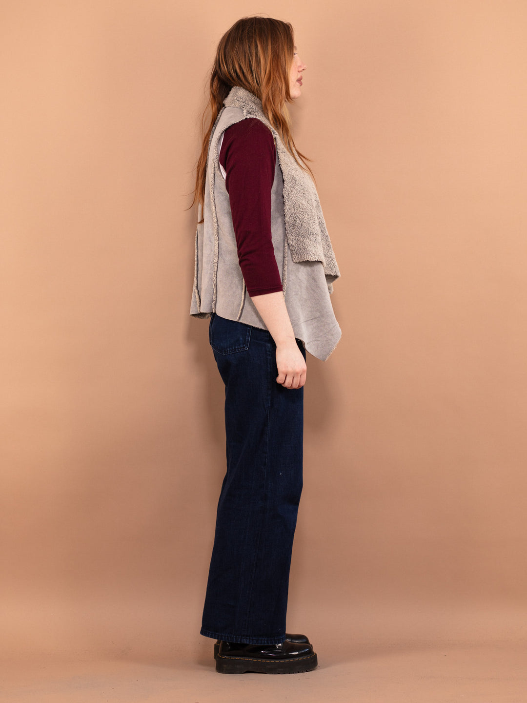 Vintage 00's Women Faux Sheepskin Vest in Gray - NorthernGrip