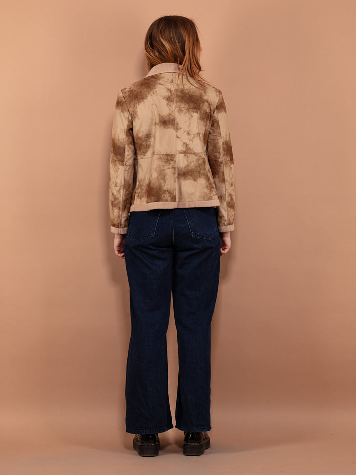 Vintage 00's Women Faux Suede Jacket in Beige Brown - NorthernGrip