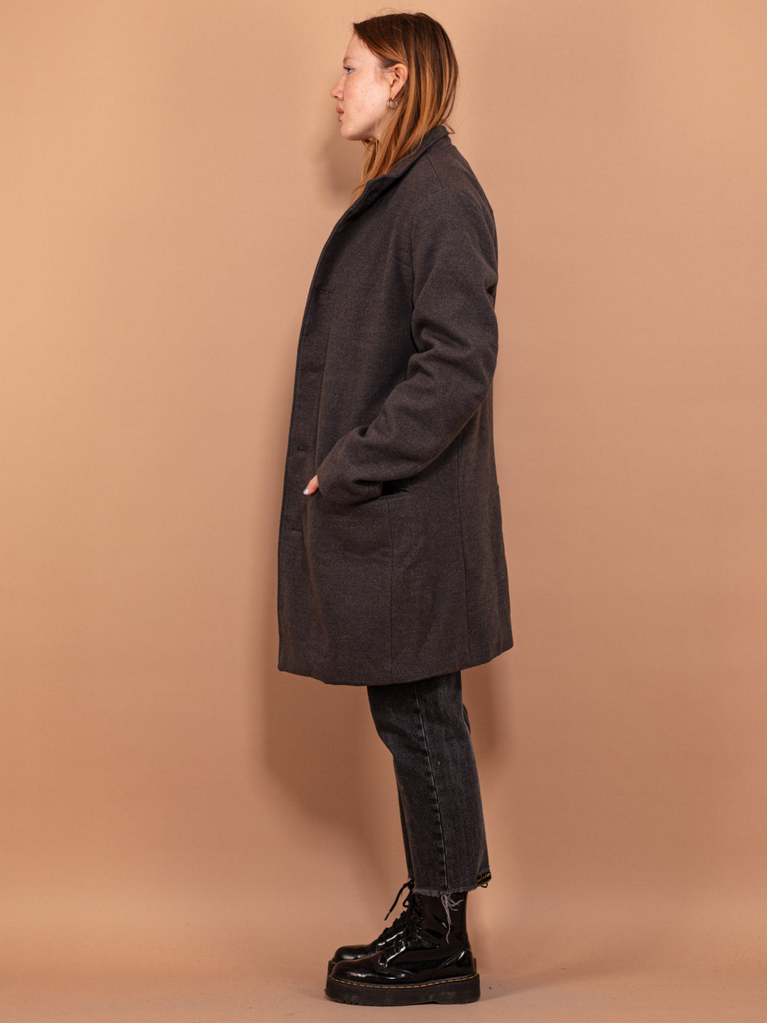 Vintage 00's Women Faux Wool Coat in Gray - NorthernGrip