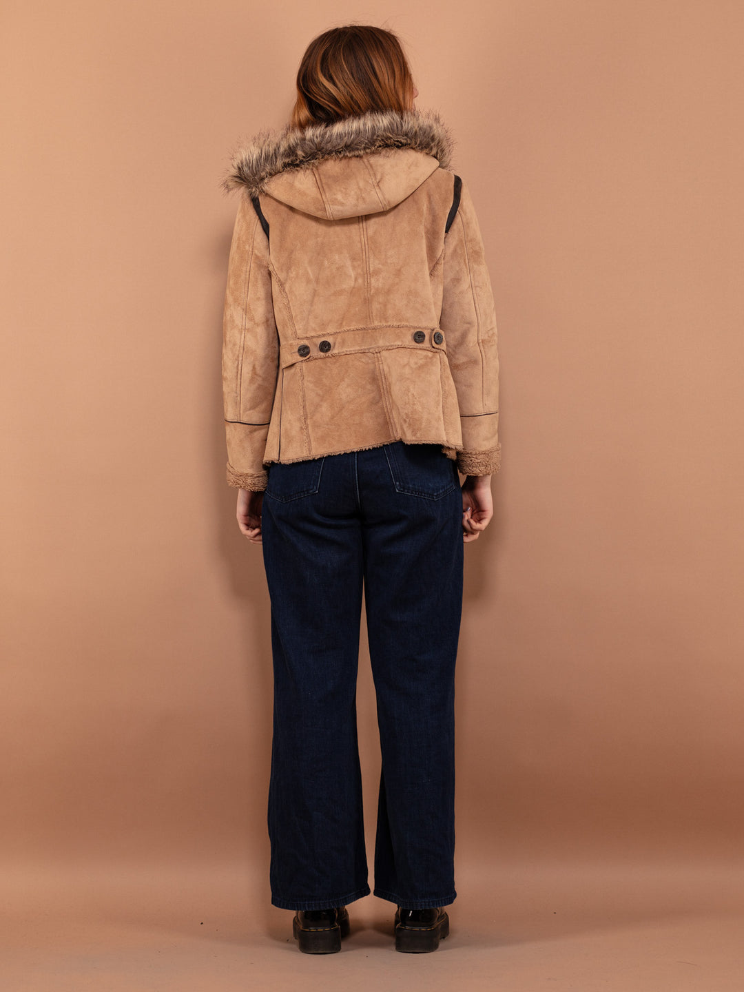Vintage 00's Women Hooded Sherpa Jacket in Beige - NorthernGrip