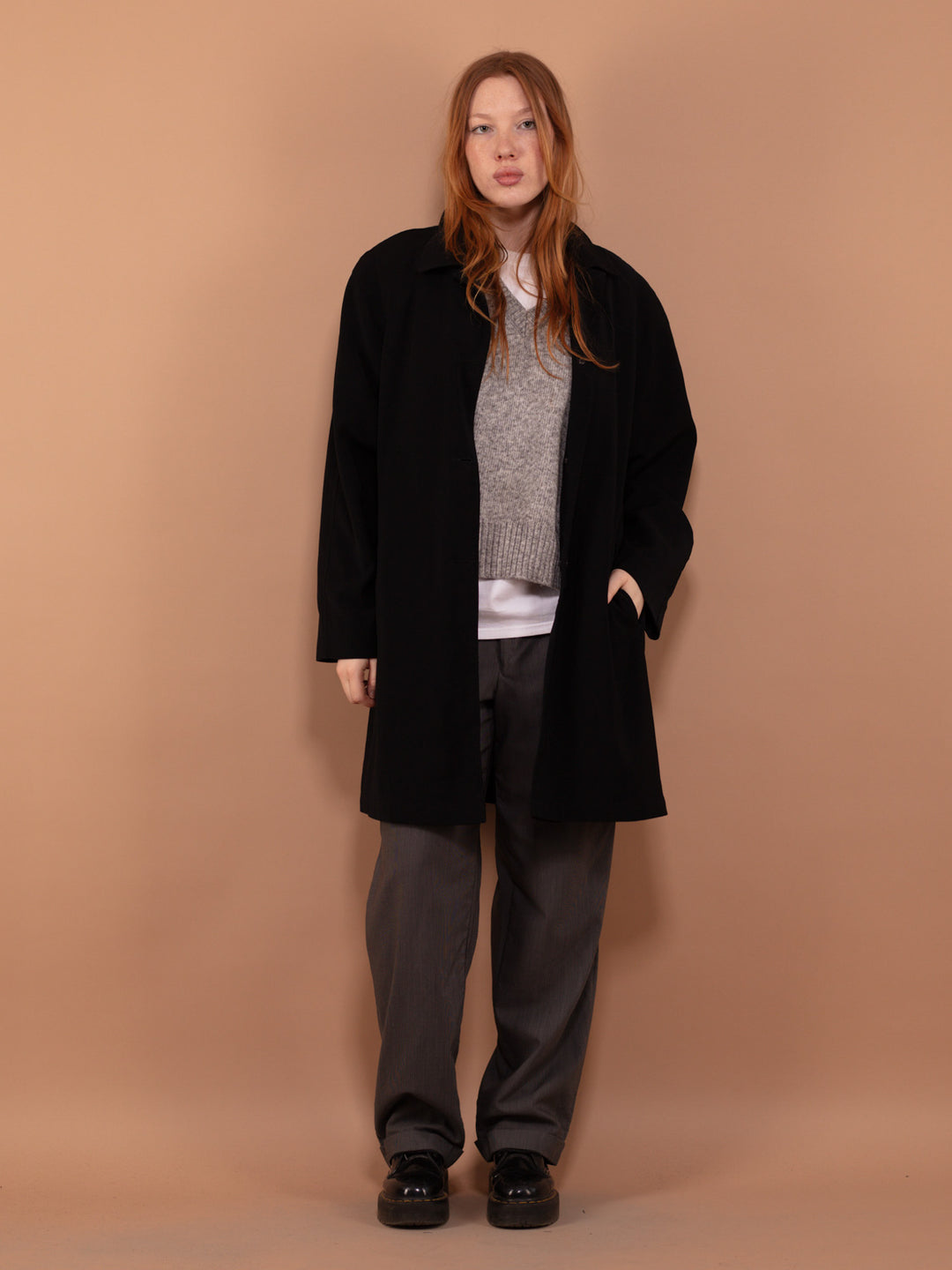 Vintage 00's Women Mac Style Coat in Black - NorthernGrip