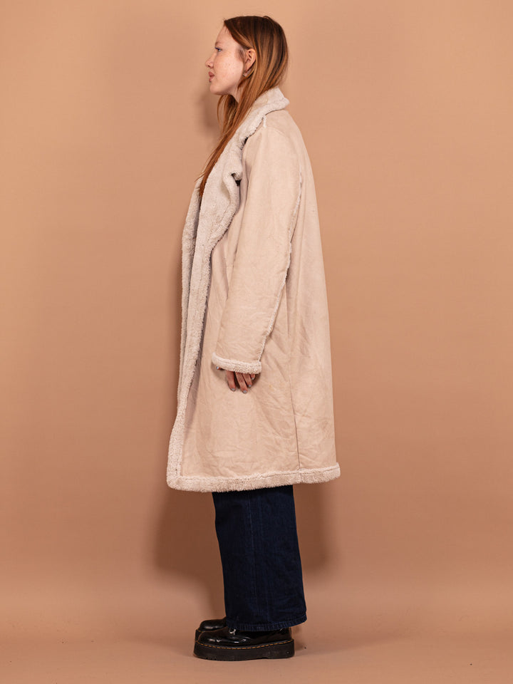 Vintage 00's Women Oversized Sherpa Coat in Beige - NorthernGrip