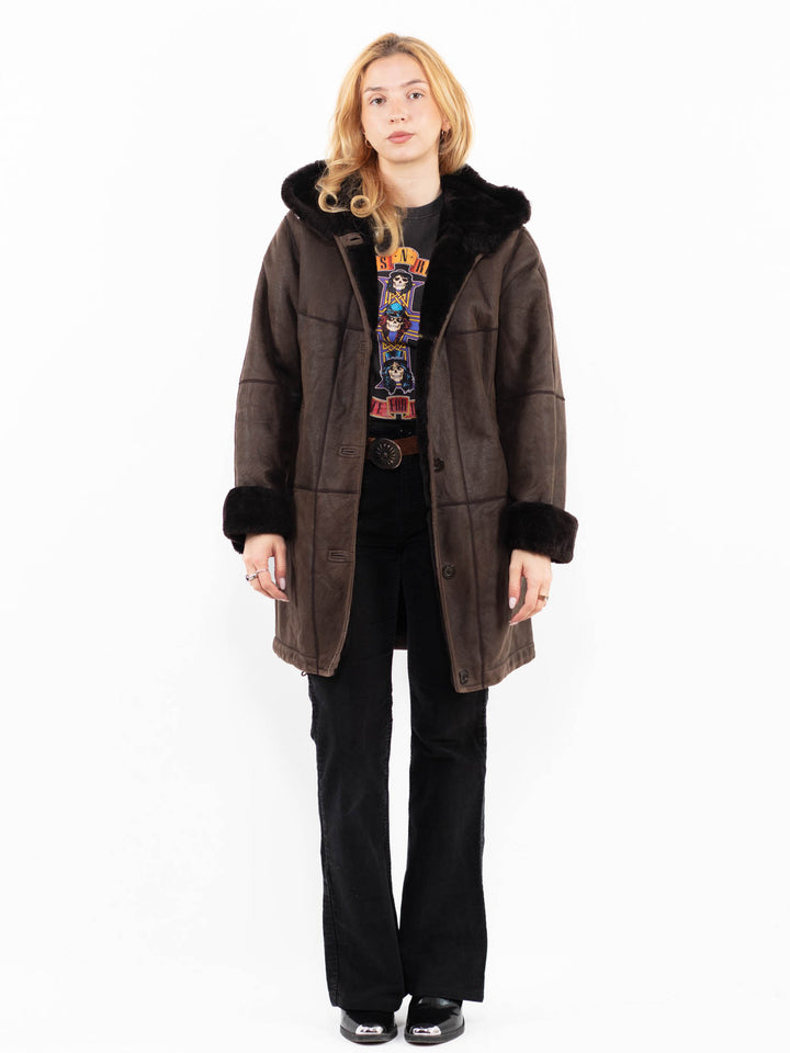 Vintage 00's Women Sheepskin Coat in BrownA0149