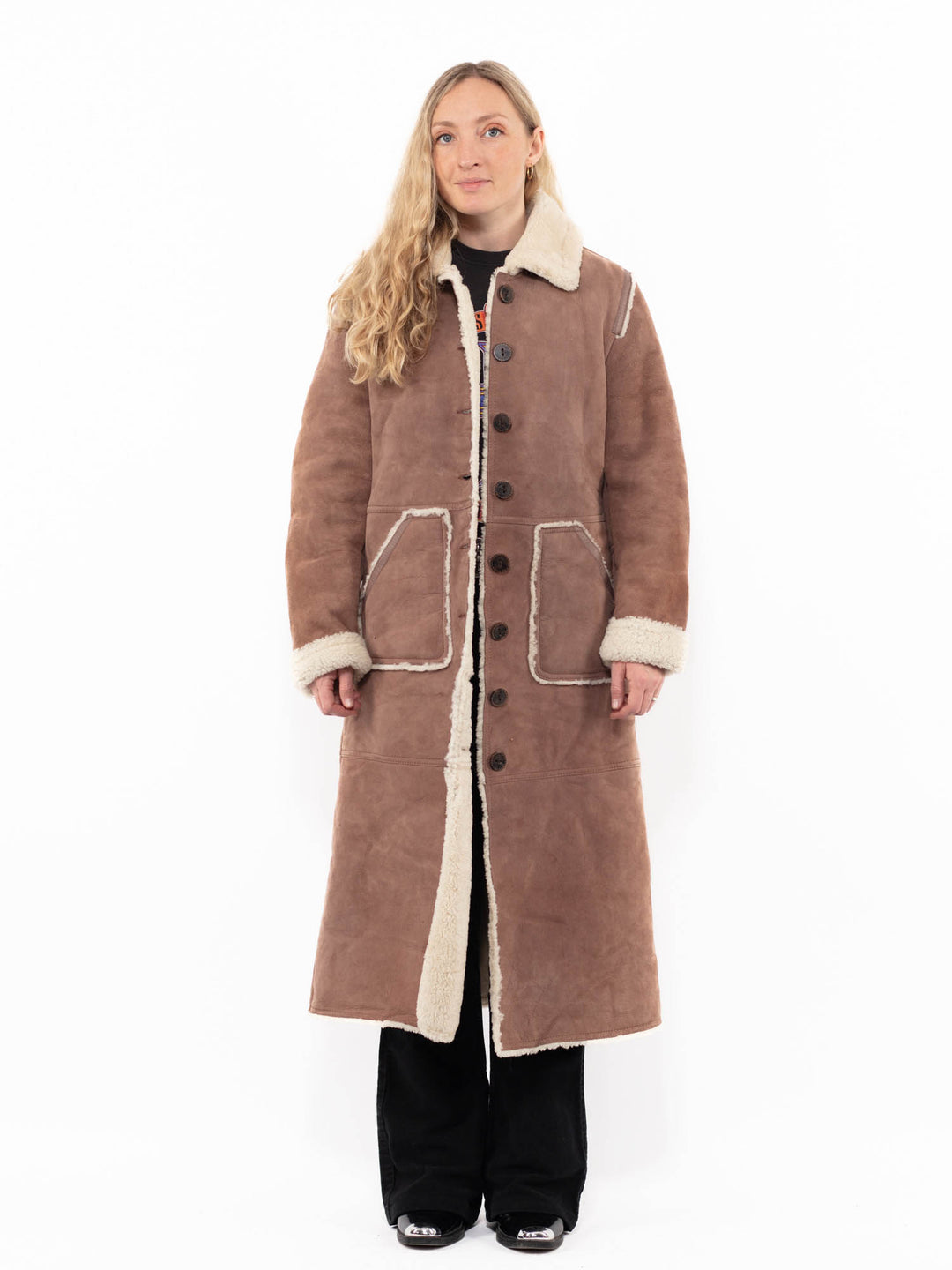 Vintage 00's Women Sheepskin Coat in BrownA0905