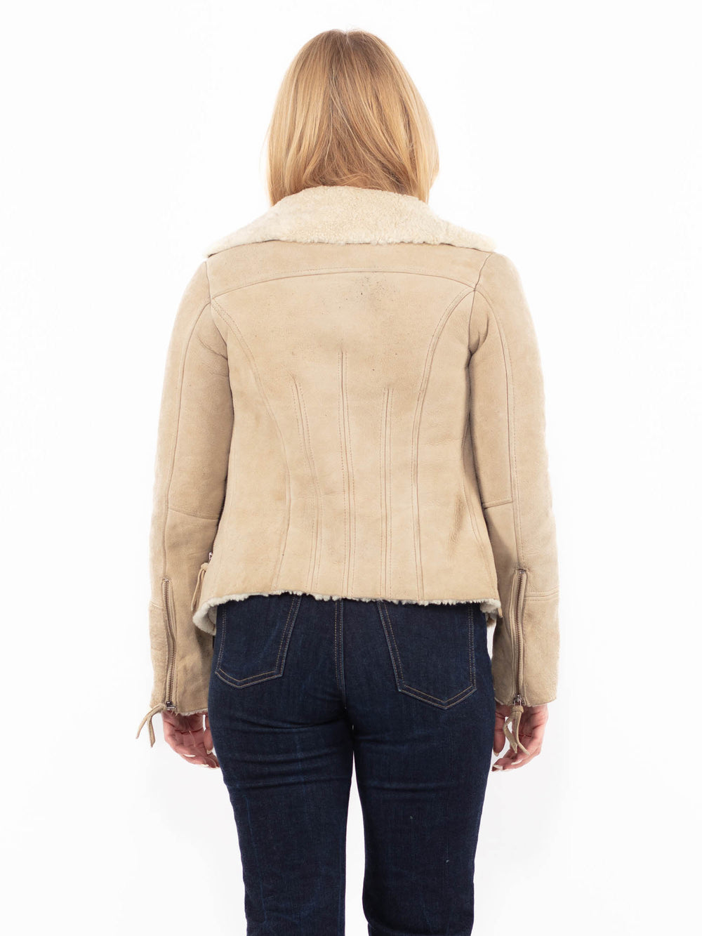 Vintage 00's Women Sheepskin Jacket in BeigeA1105