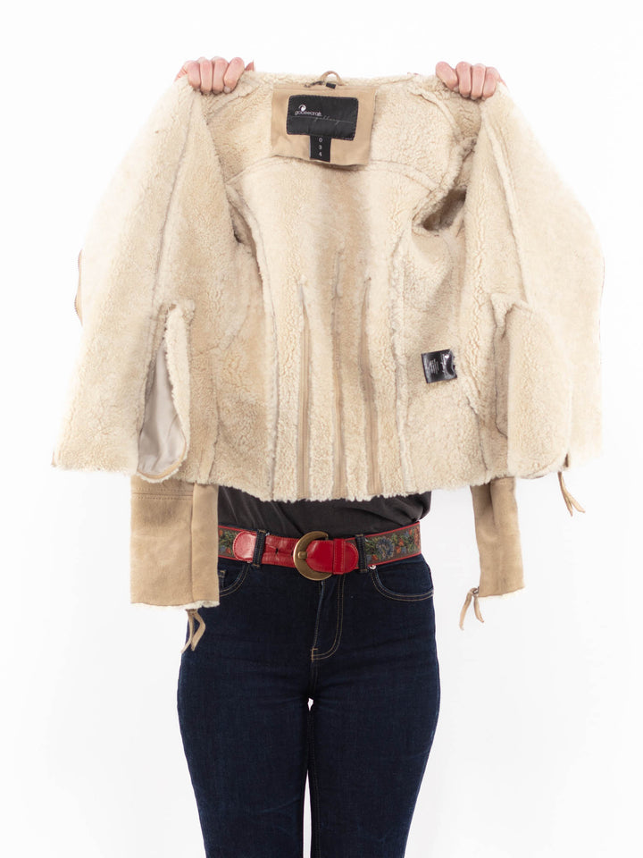 Vintage 00's Women Sheepskin Jacket in BeigeA1105