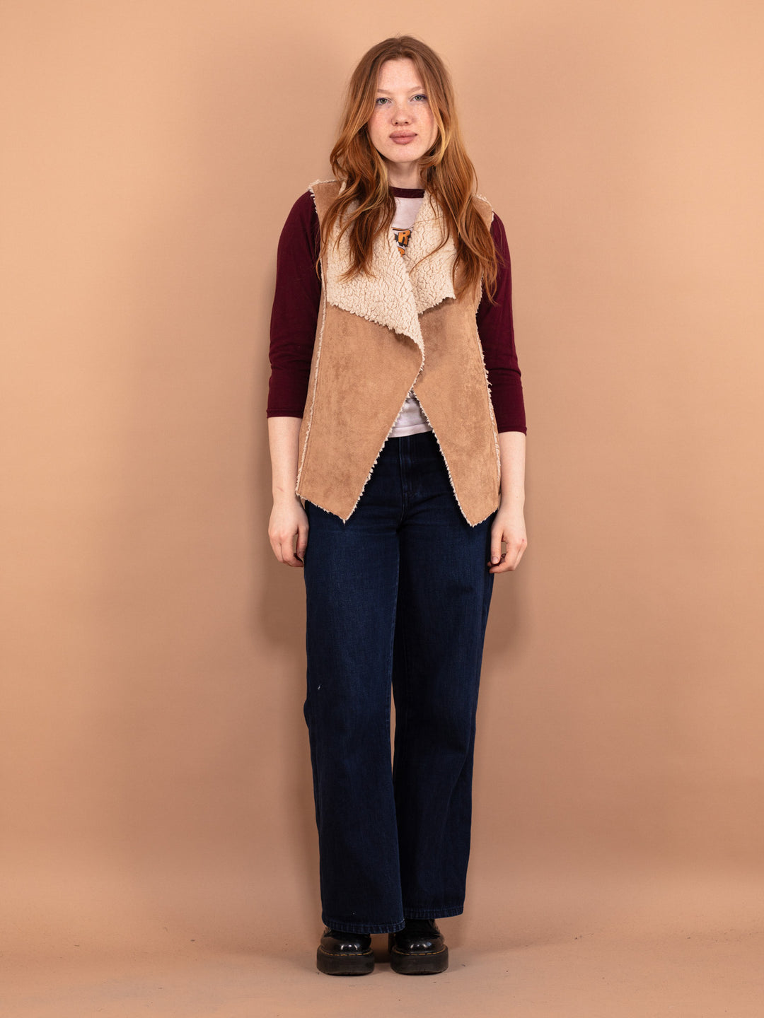 Vintage 00's Women Sherpa Vest in Beige - NorthernGrip