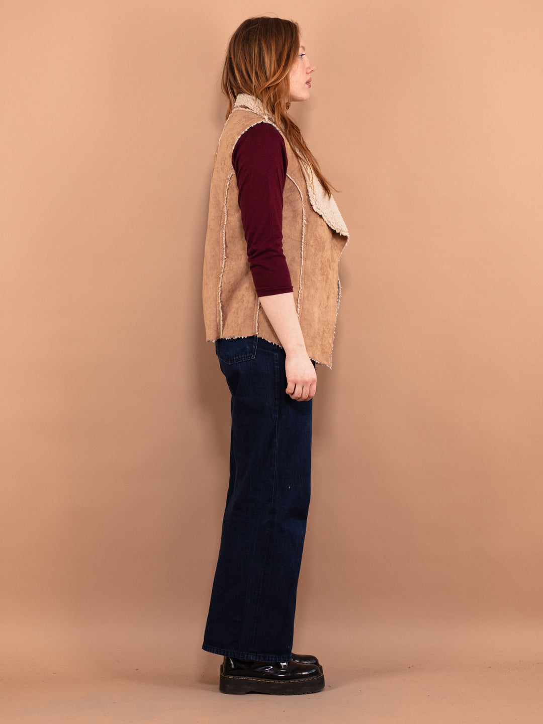 Vintage 00's Women Sherpa Vest in Beige - NorthernGrip