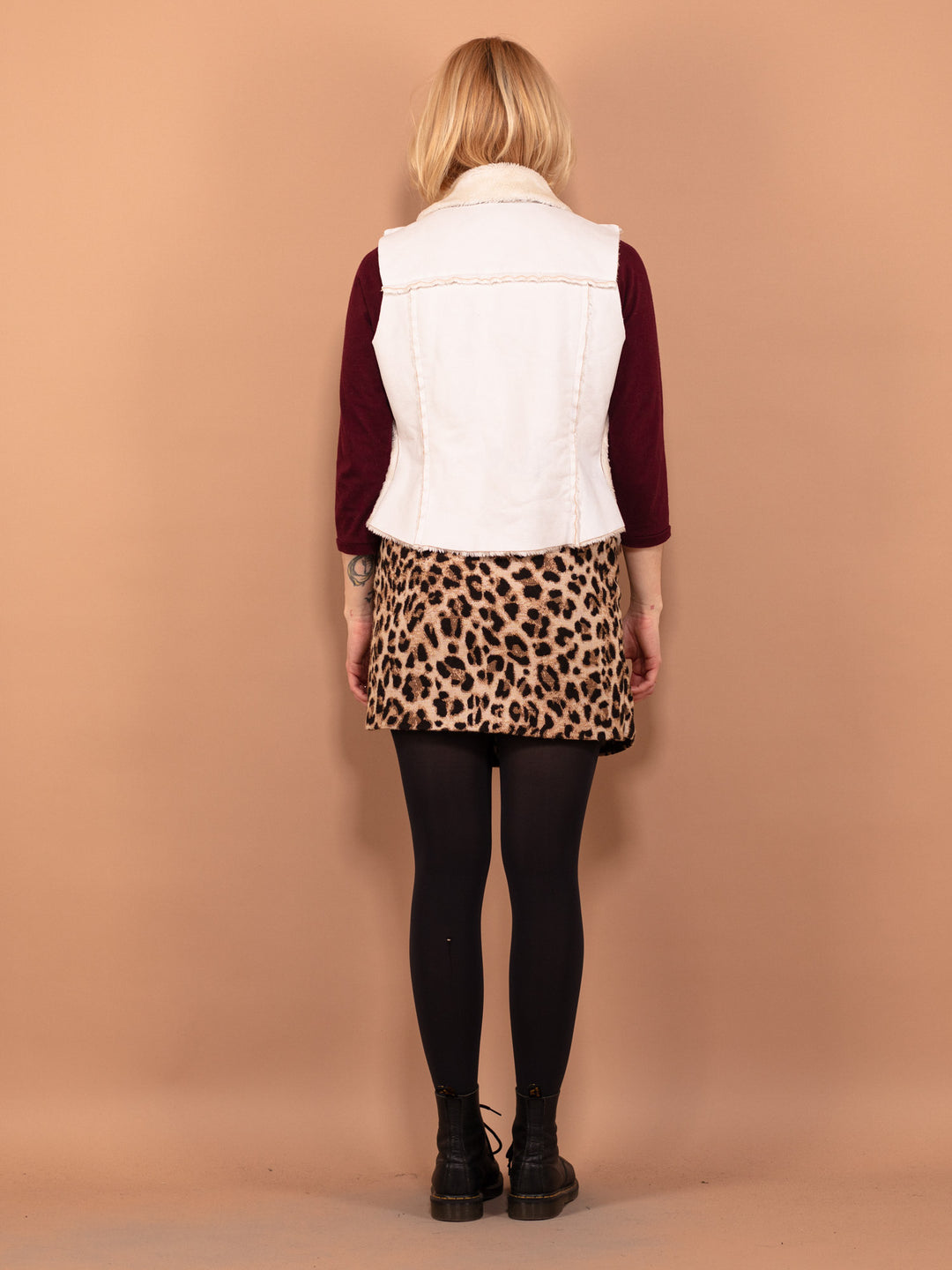 Vintage 00's Women Sherpa Vest in Beige White - NorthernGrip