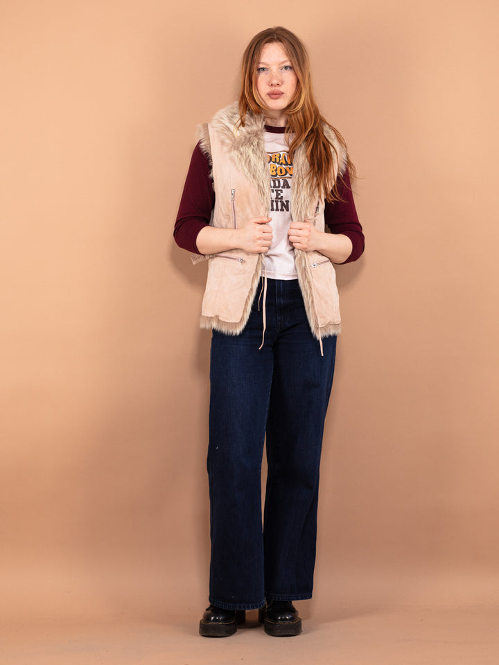 Vintage 00's Women Suede Sherpa Vest in Pink - NorthernGrip