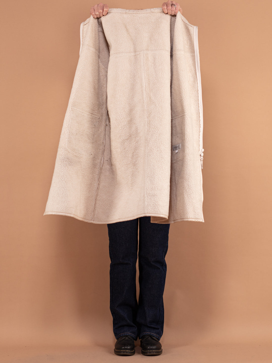 Vintage 00's Faux Sheepskin Coat in White - NorthernGrip
