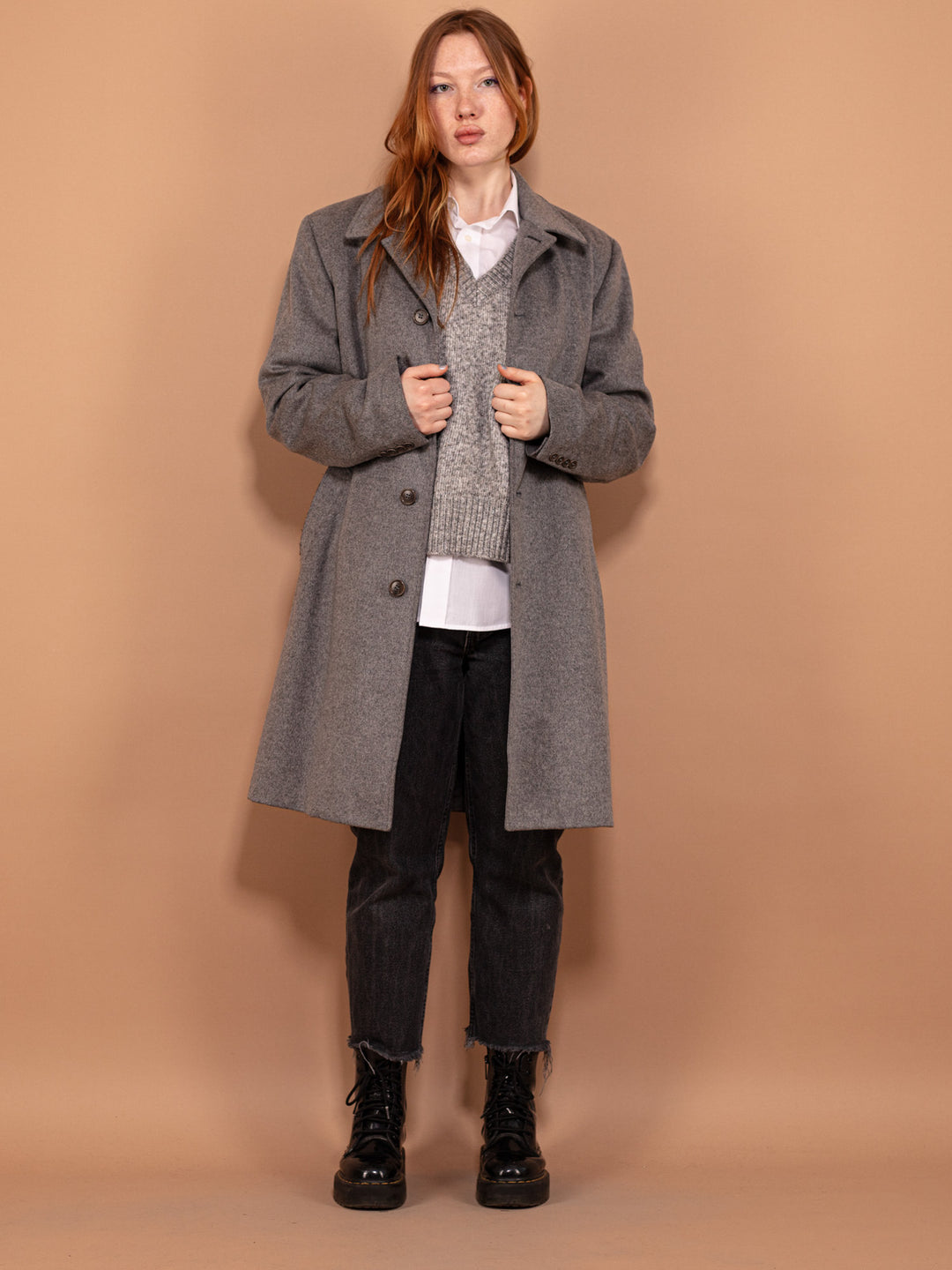 Vintage 00's Women Wool Blend Coat in Gray - NorthernGrip