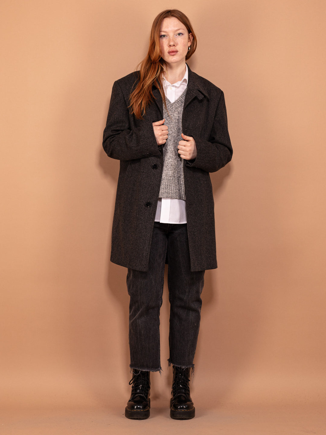Vintage 00's Women Wool Blend Coat in Gray - NorthernGrip