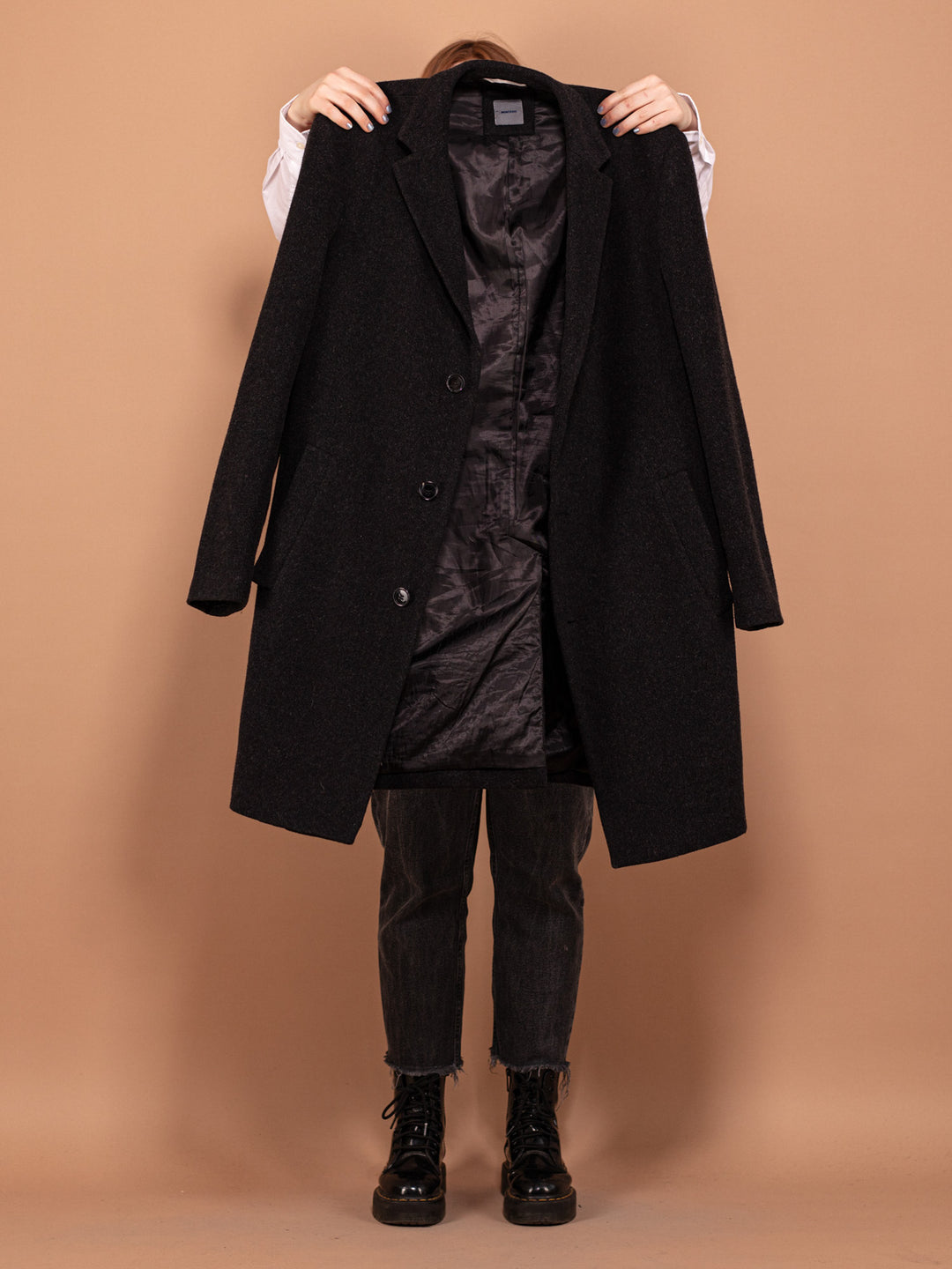 Vintage 00's Women Wool Blend Coat in Gray - NorthernGrip