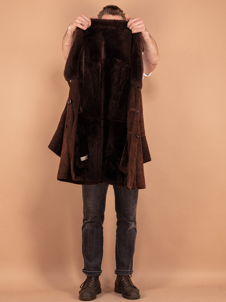 Vintage 70's Men Sheepskin Coat in Brown - NorthernGrip