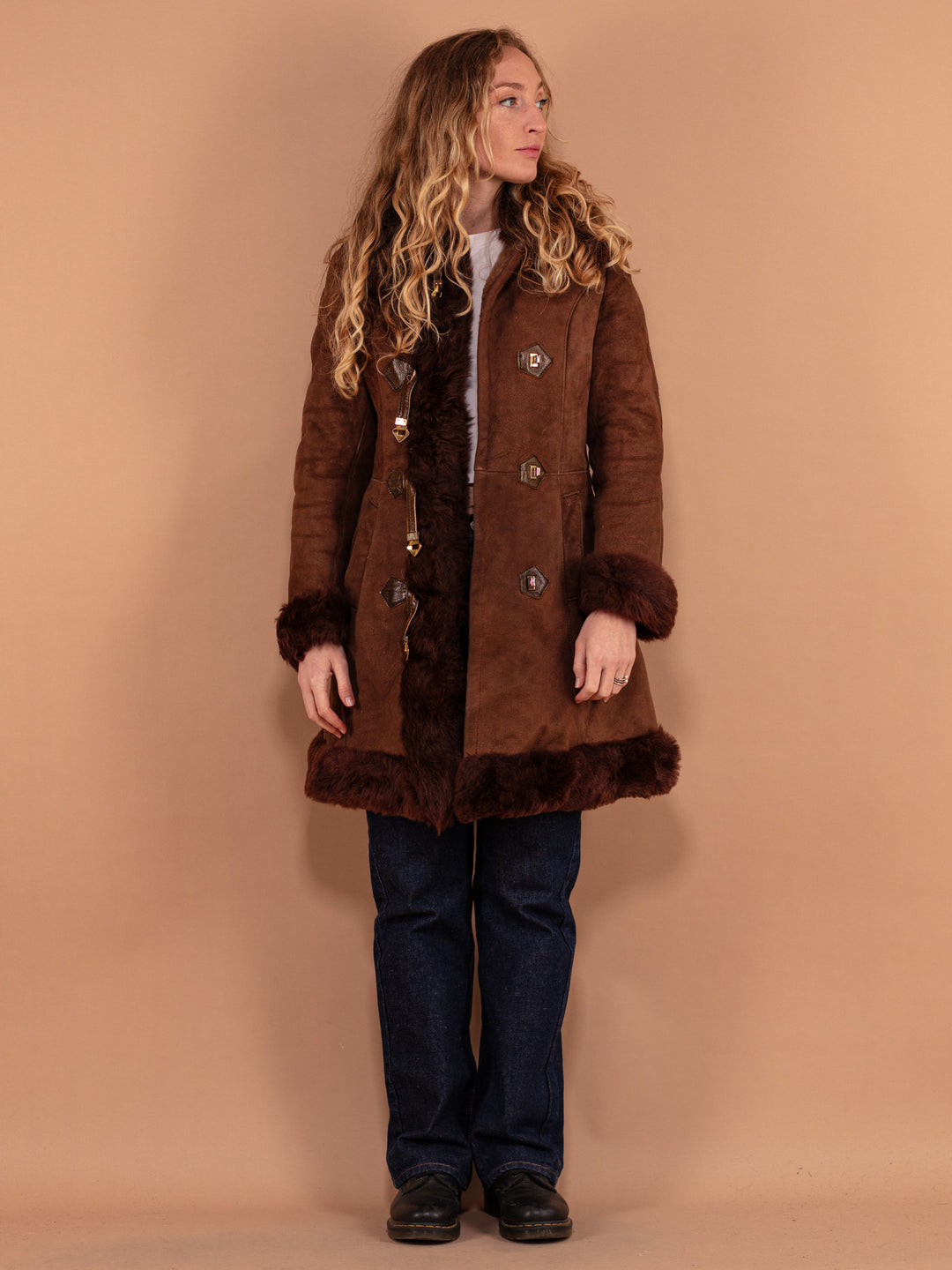 Vintage 70's Women Penny Lane Sheepskin Coat in Brown - NorthernGrip