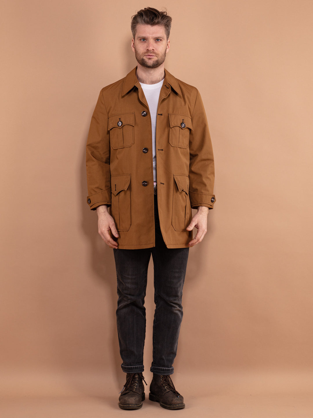 Vintage 70's Men Light Jacket in Brown - NorthernGrip