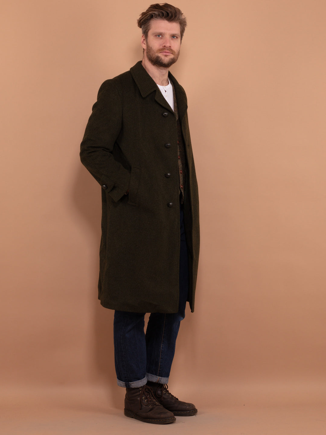 Vintage 70's Men Loden Wool Coat in Green - NorthernGrip