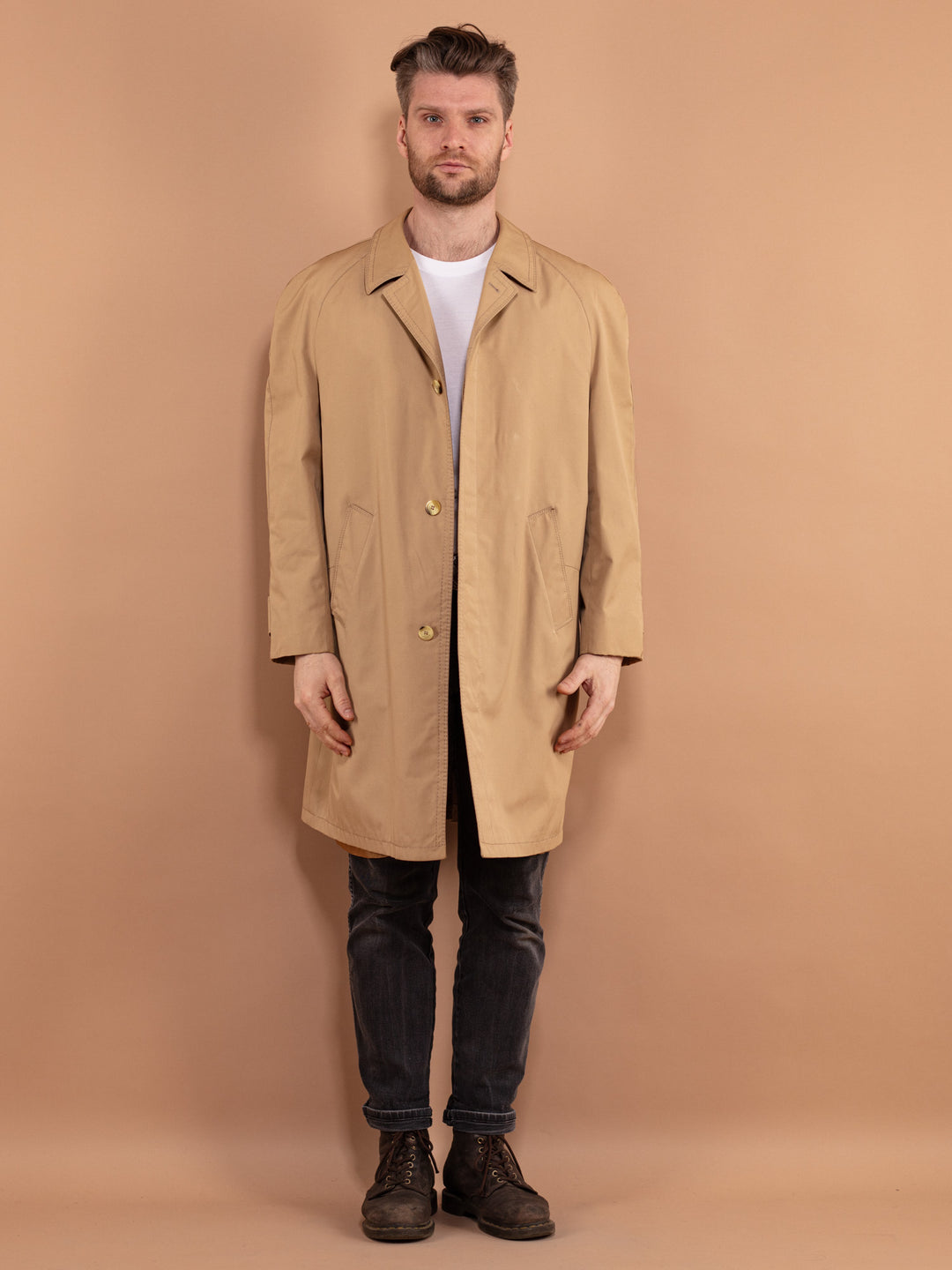 Vintage 70's Men Mac Coat in Beige - NorthernGrip