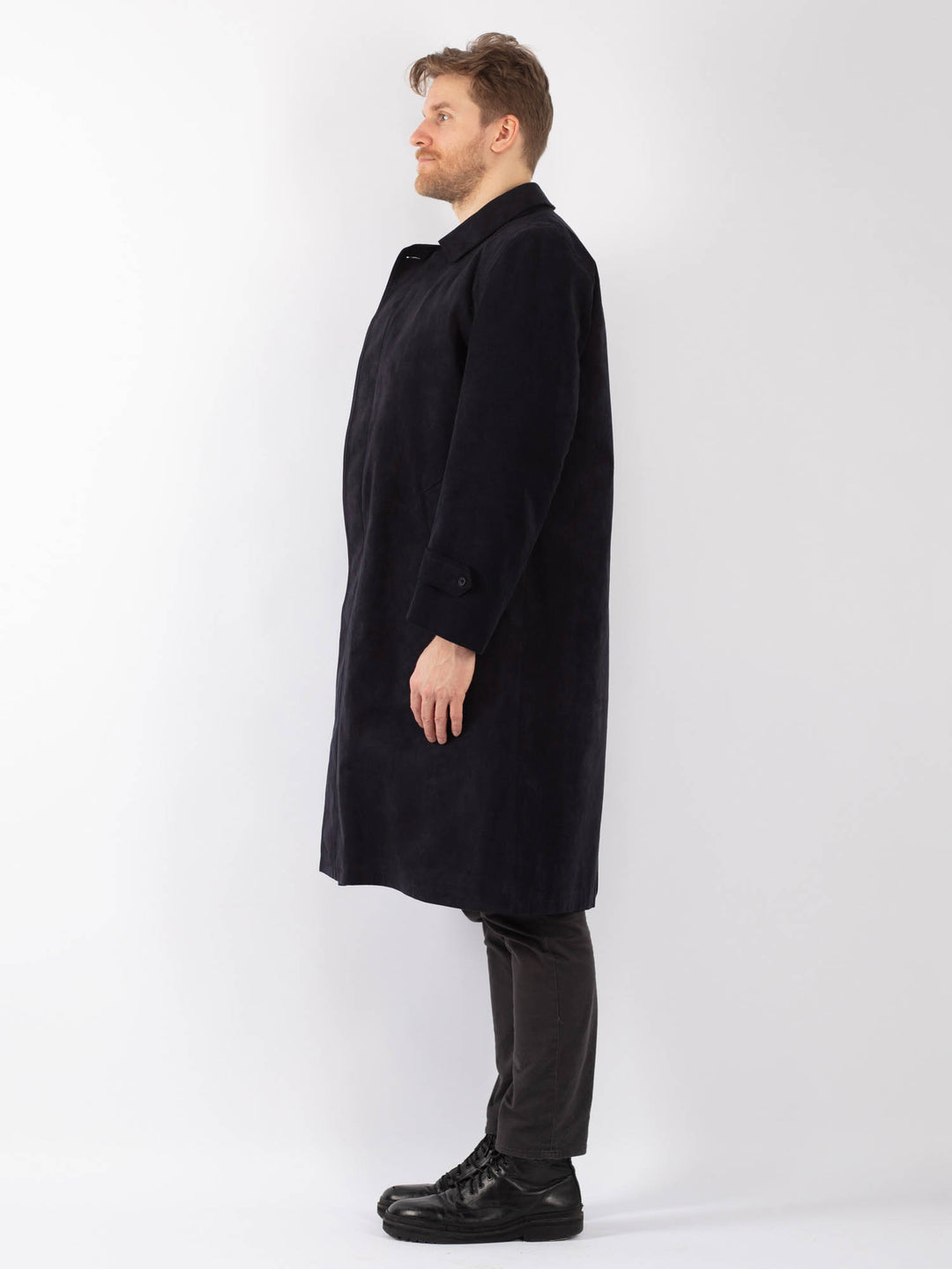 Vintage 70's Men Mac Coat in BlackZ1257