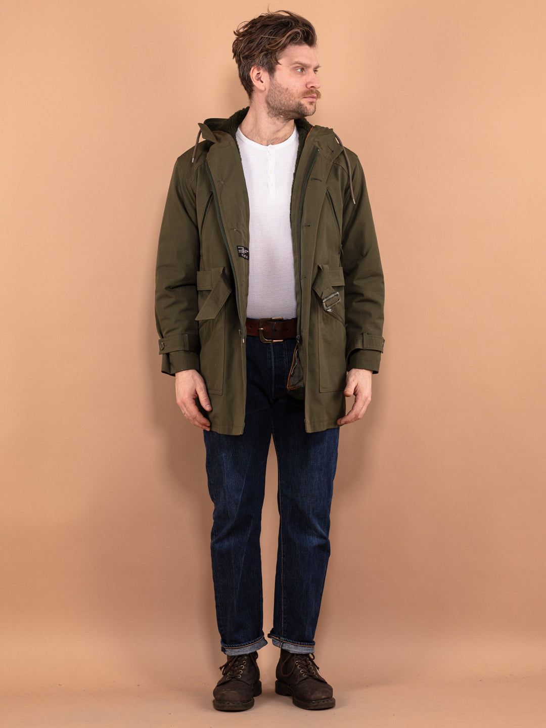 Vintage 70's Men Military Style Parka Coat in Green - NorthernGrip