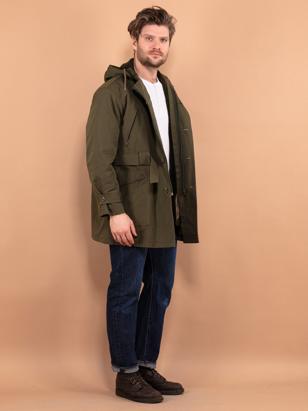Vintage 70's Men Military Style Parka Coat in Green - NorthernGrip