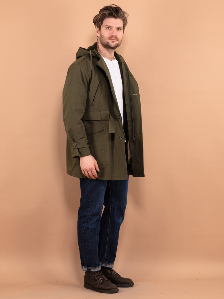 Vintage 70's Men Military Style Parka Coat in Green - NorthernGrip