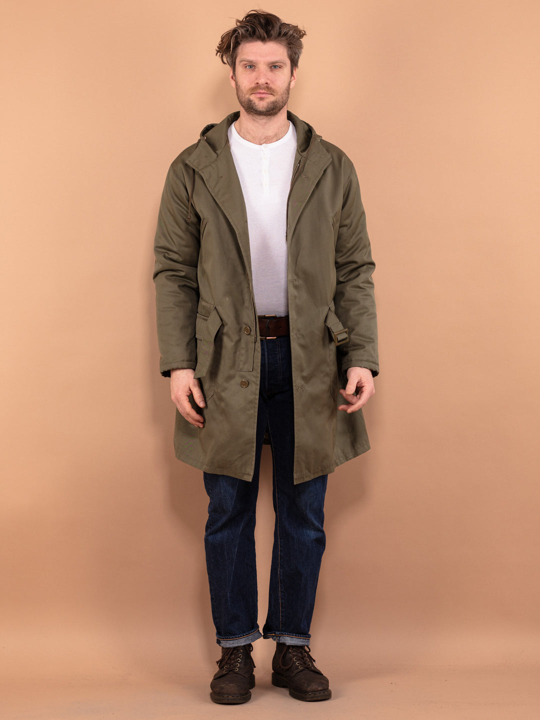 Vintage 70's Men Military Style Parka Coat in Green - NorthernGrip