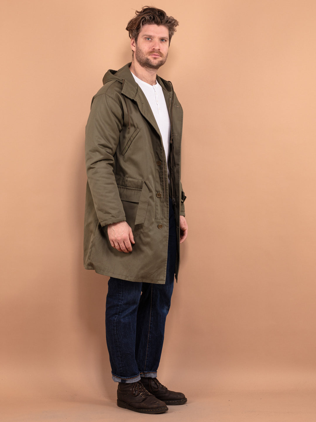 Vintage 70's Men Military Style Parka Coat in Green - NorthernGrip