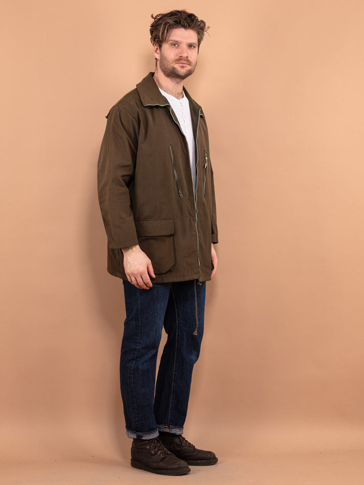 Vintage 70's Men Military Style Parka Coat in Khaki Green - NorthernGrip