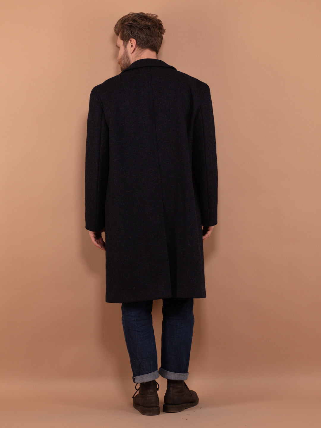 Vintage 70's Men Pure New Wool Coat in Blue - NorthernGrip