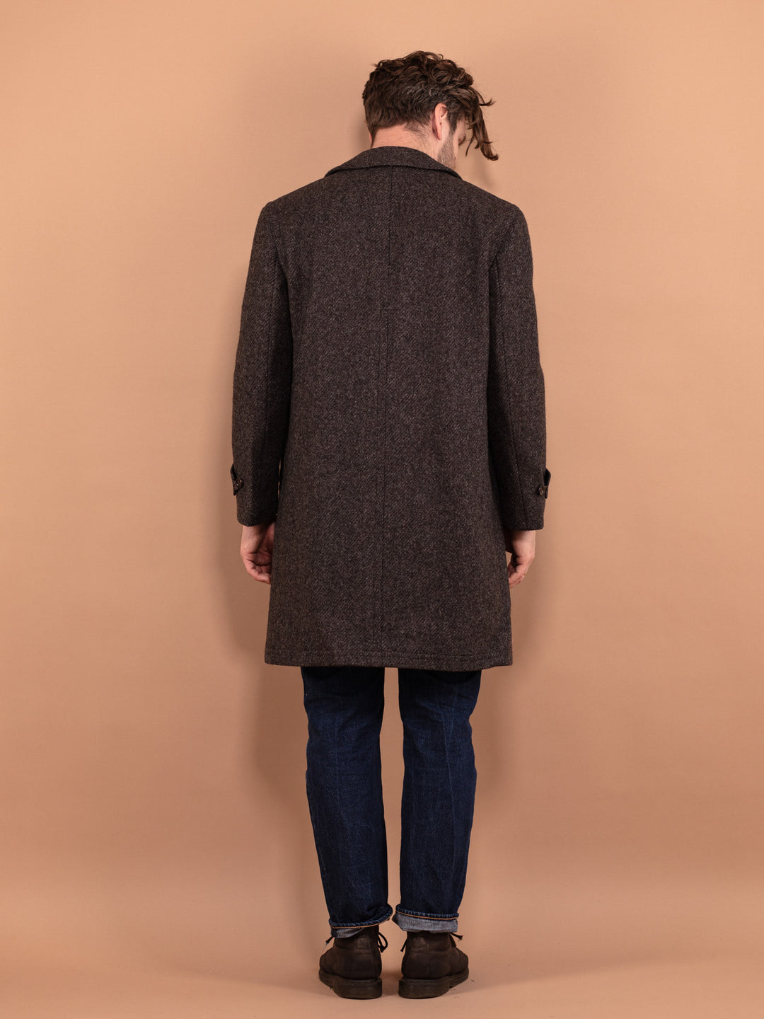 Vintage 70's Men Pure New Wool Coat in Brown - NorthernGrip