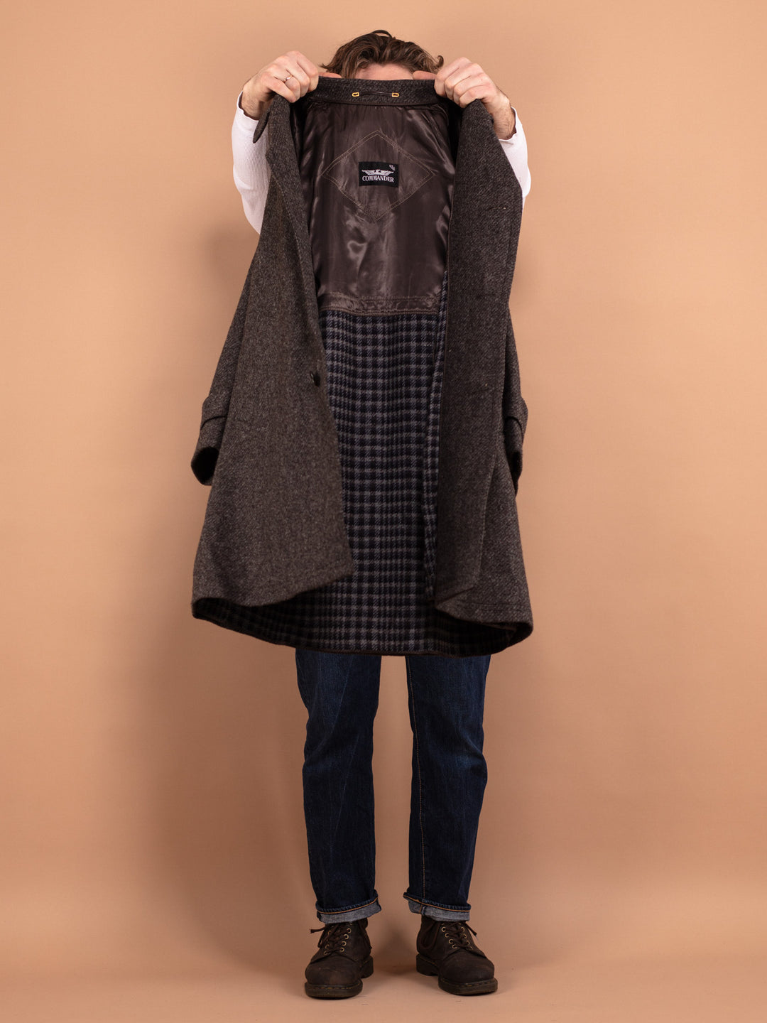 Vintage 70's Men Pure New Wool Coat in Brown - NorthernGrip