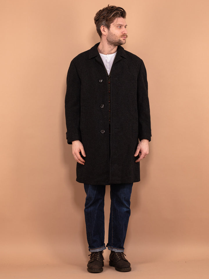 Vintage 70's Men Pure New Wool Coat in Gray - NorthernGrip