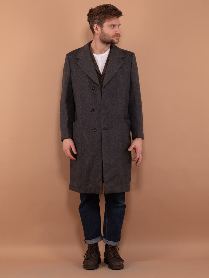 Vintage 70's Men Pure New Wool Coat in Gray - NorthernGrip